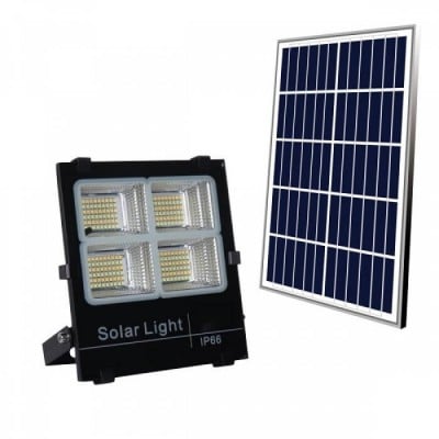 Ηλιακός προβολέας τηλεχειριζόμενος LED CCT 60W IP66 19x17cm