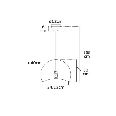 Κρεμαστό φωτιστικό μαύρo ημισφαίριο Φ34cm GU10