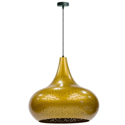 Μαροκινό κρεμαστό φωτιστικό χρυσαφί καμπάνα Φ35x23cm
