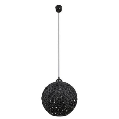 Κρεμαστό φωτιστικό μπάλα πλεκτή από σχοινί Φ40cm μαύρη
