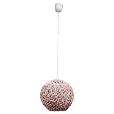 Κρεμαστό φωτιστικό μπάλα πλεκτή από σχοινί Φ40cm ροζ