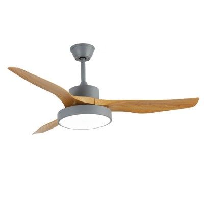 Ανεμιστήρας LED CCT γκρι με πτερύγια σε απόχρωση ξύλου Φ132cm 
