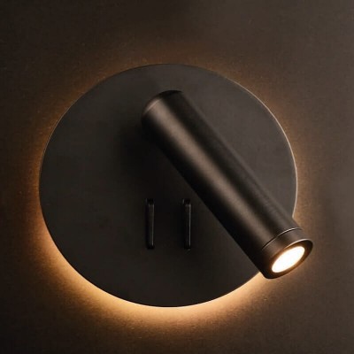 Μαύρη απλίκα reading στρογγυλή Φ14cm LED 3000K με backlight