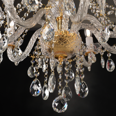 Κλασικό φωτιστικό πολυέλαιος με κρύσταλλα Φ48cm τρίφωτος χρυσαφί