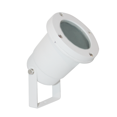 Σποτ λευκό μεταλλικό με πυρίμαχο γυαλί IP65 GU10 Φ9cm