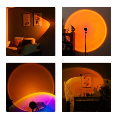 Επιτραπέζιο φωτιστικό 27cm με φακό ειδικού εφέ LED Sunset Orange