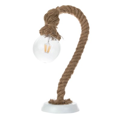 Φωτιστικό γραφείου 46cm με καφέ σχοινί και λευκή βάση