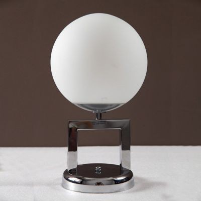 Επιτραπέζιο φωτιστικό χρώμιο με λευκή γυάλινη μπάλα Φ20x35cm