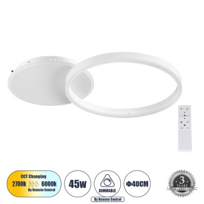 Φωτιστικό οροφής λευκός κύκλος LED CCT Dim Φ40cm