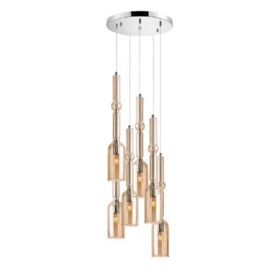 Ροζέτα εξάφωτη Φ40cm με γυάλινα φωτιστικά Φ8x47cm μελί