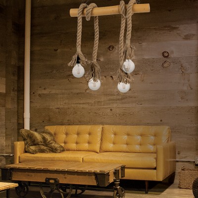 Vintage τετράφωτο από μπαμπού και σχοινί