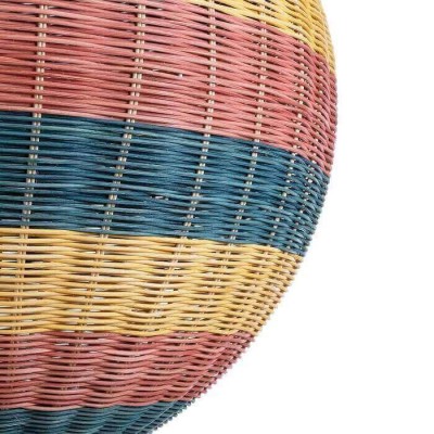 Κρεμαστό φωτιστικό μπάλα μπαμπού με κίτρινες-μπλε-κόκκινες ρίγες Φ70cm