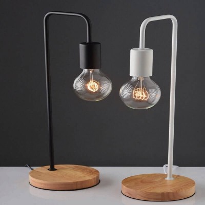 Φωτιστικό γραφείου 48cm με λευκό σώμα και ξύλινη βάση