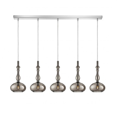 Ράγα πεντάφωτη 100cm με γυάλινα φωτιστικά Φ16x34cm μελί