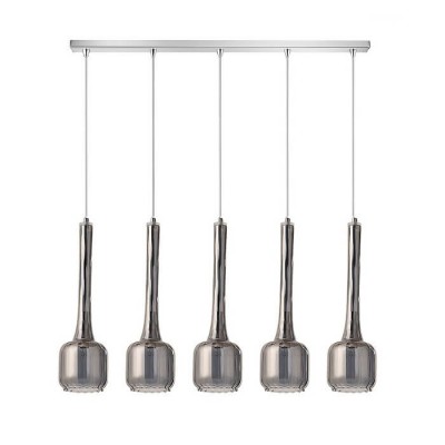 Ράγα πεντάφωτη 100cm με γυάλινα φωτιστικά Φ11x38cm μελί