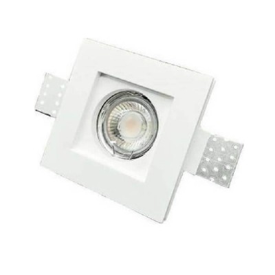 Χωνευτό σποτ τετράγωνο 10x10cm γύψινο λευκό ρηχό