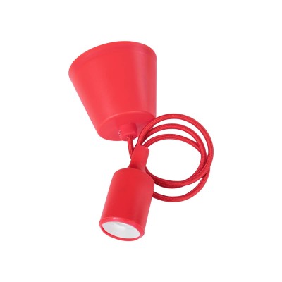 Κρεμαστό φωτιστικό τύπου ανάρτηση σε κόκκινο χρώμα 110cm ύφασμα-σιλικόνη