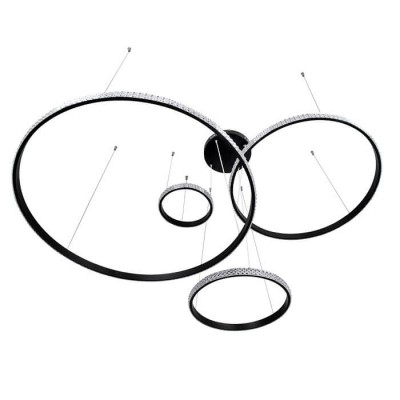 Κρεμαστό φωτιστικό σύνθεση μαύρων κύκλων Φ25-40-60-80cm LED CCT