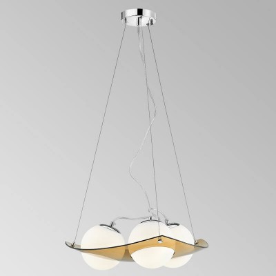 Κρεμαστό φωτιστικό με λευκές γυάλινες μπάλες σε βάση γραφίτη ∅50x19cm