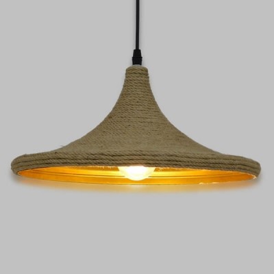 Μοντέρνο κρεμαστό φωτιστικό Φ37cm πιάτο με σχοινί