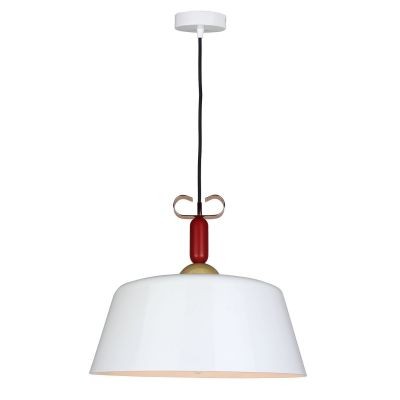 Κρεμαστό φωτιστικό λευκή γυαλιστερή καμπάνα Φ40cm με διακοσμητικά