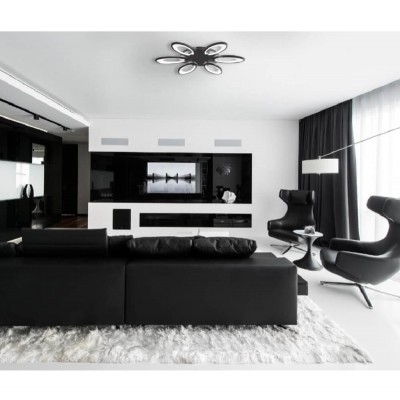 Μαύρο φωτιστικό οροφής μαργαρίτα Φ65cm LED CCT Dim