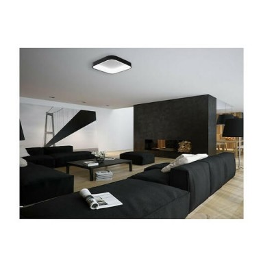 Πλαφονιέρα οροφής LED CCT μαύρη τετράγωνη 50x50x8cm με τηλεχειριστήριο