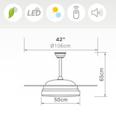 Ανεμιστήρας οροφής τηλεχειριζόμενος LED με καμπύλα πτερύγια καφέ Φ106cm