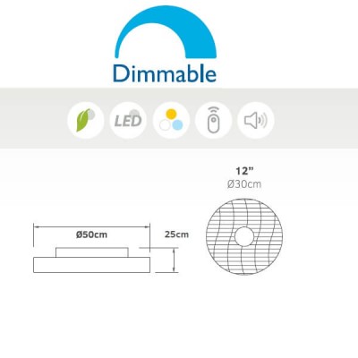 Ανεμιστήρας οροφής Φ50cm Τηλεχειριζόμενος LED Dimmable 