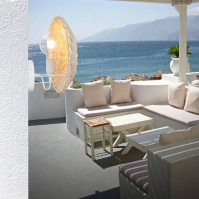 Φωτιστικό τοίχου με πιάτο από ρατάν Φ30cm