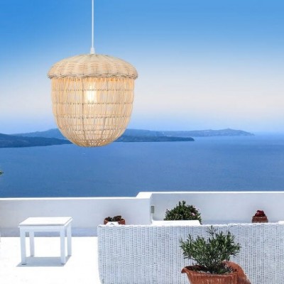 Κρεμαστό φωτιστικό καλάθι από ρατάν Φ30x27cm