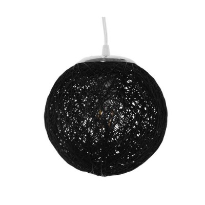 Πλεκτό ρατάν κρεμαστό φωτιστικό μπάλα Φ20cm μαύρο