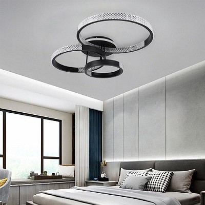 Φωτιστικό οροφής κύκλοι LED CCT Dim Φ30+40+50cm μαύρο