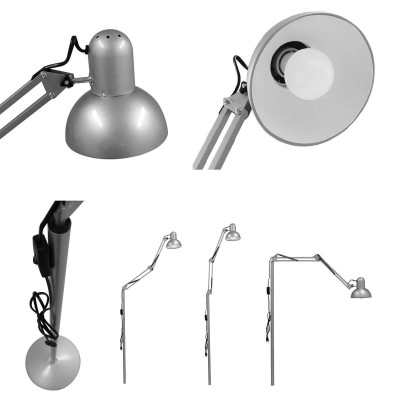 Μοντέρνο σπαστό φωτιστικό δαπέδου μεταλλικό ασημί 190cm 