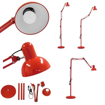 Μοντέρνο σπαστό φωτιστικό δαπέδου μεταλλικό κόκκινο 190cm 