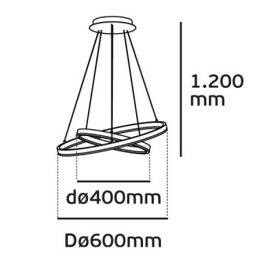 Κρεμαστό φωτιστικό LED με δαχτυλίδια Φ40cm-Φ60cm λευκό