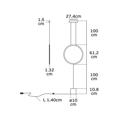 Φωτιστικό δαπέδου-κρεμαστό κύκλος Φ61cm LED Dim