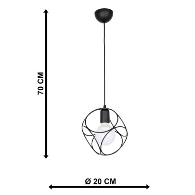 Φωτιστικό κρεμαστό με 1 μαύρο ανοιχτό οβάλ κύβο Φ21cm 