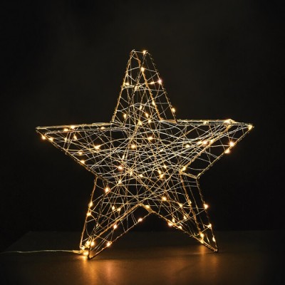 Συρμάτινο χριστουγεννιάτικο αστέρι τρισδιάστατο 39x38x11cm με 3m καλώδιο πρίζας
