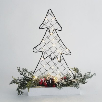 Χριστουγεννιάτικο επιτραπέζιο διακοσμητικό δέντρο από σύρμα LED θερμό με μπαταρίες