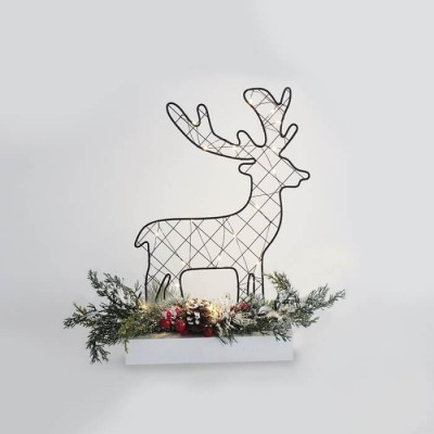 Χριστουγεννιάτικο επιτραπέζιο διακοσμητικό ελαφάκι από σύρμα LED θερμό με μπαταρίες