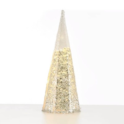 Χριστουγεννιάτικο δέντρο από sequin παγέτες ασημί-λευκό LED