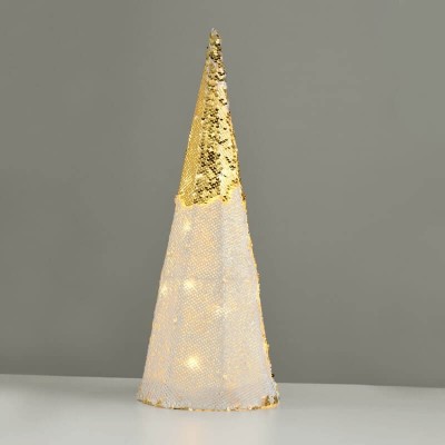 Χριστουγεννιάτικο δέντρο από sequin παγέτες χρυσό-λευκό LED
