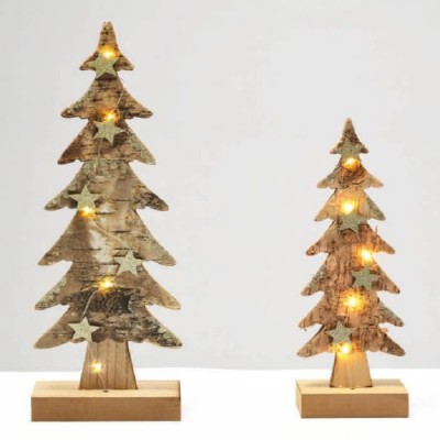 Ξύλινο χριστουγεννιάτικο δέντρο στολισμένο με glitter LED